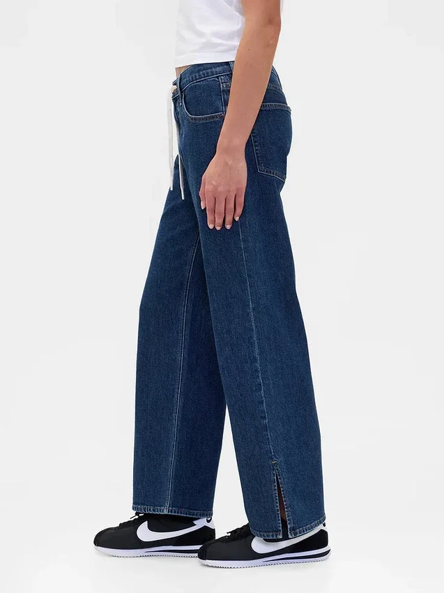 Laaggetailleerde '90s-Jeans met trekkoord en losse pasvorm