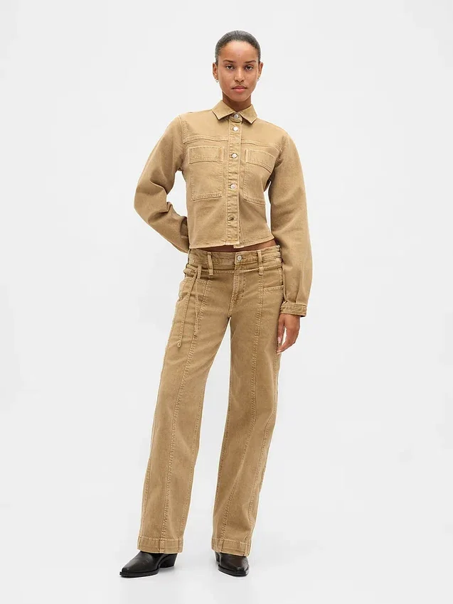 Laaggetailleerde '90s losse micro-riemjeans