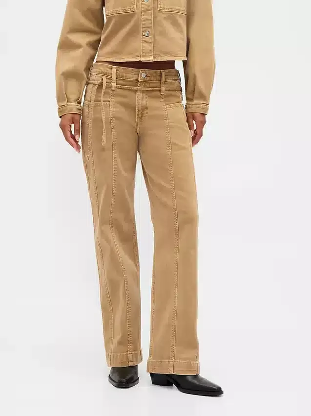 Laaggetailleerde '90s losse micro-riemjeans