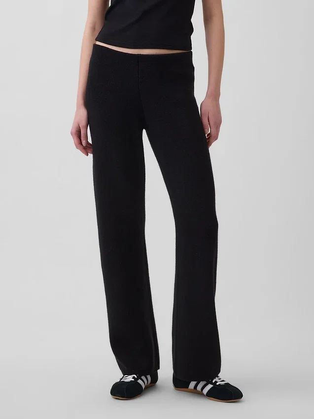 Laaggetailleerde katoenmix-trui met bootcut-stijl als broek