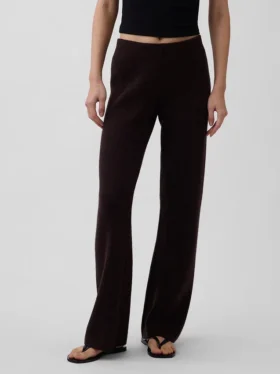 Laaggetailleerde katoenmix-trui met bootcut-stijl als broek