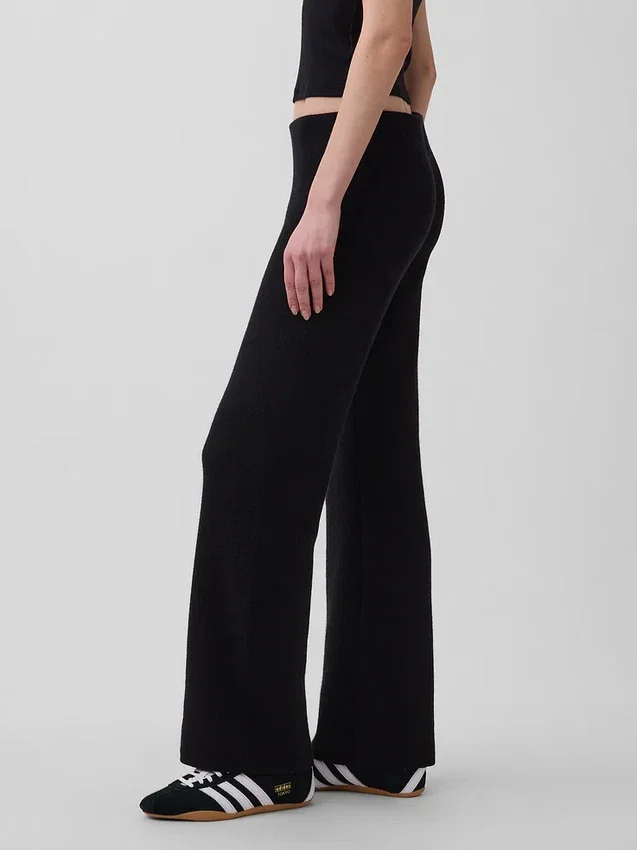 Laaggetailleerde katoenmix-trui met bootcut-stijl als broek