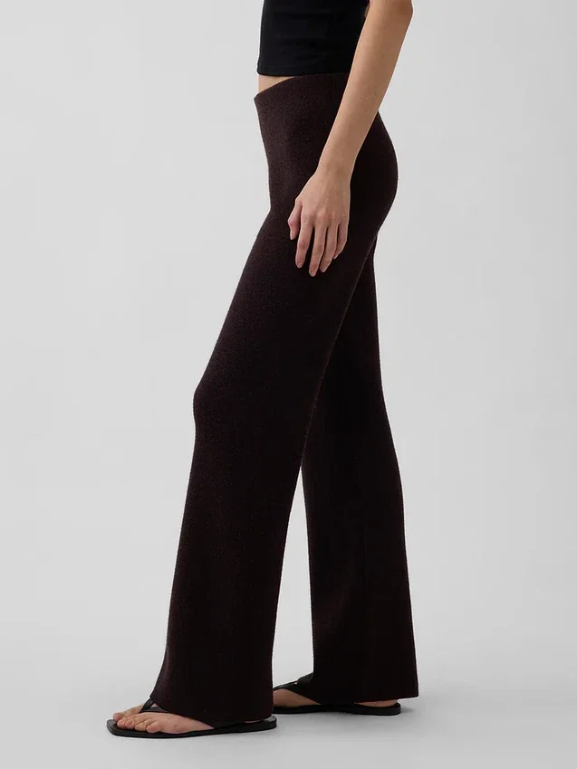 Laaggetailleerde katoenmix-trui met bootcut-stijl als broek