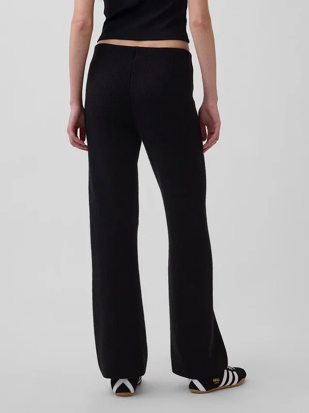 Laaggetailleerde katoenmix-trui met bootcut-stijl als broek