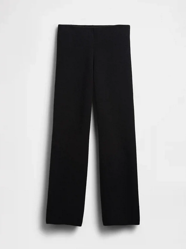 Laaggetailleerde katoenmix-trui met bootcut-stijl als broek
