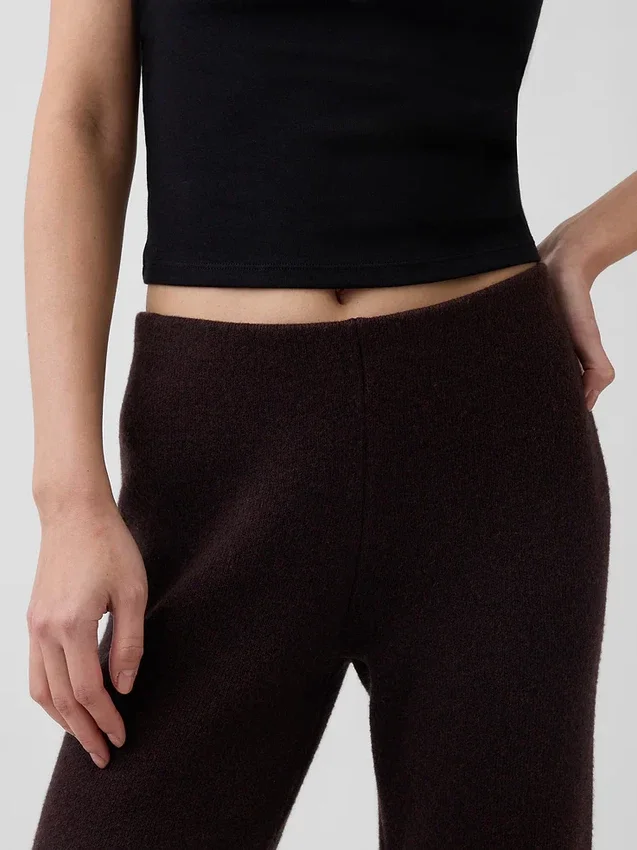 Laaggetailleerde katoenmix-trui met bootcut-stijl als broek