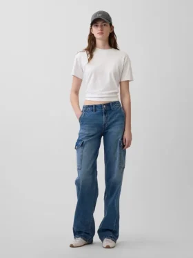 Laaggetailleerde, loszittende cargo-Jeans in jaren '90-stijl