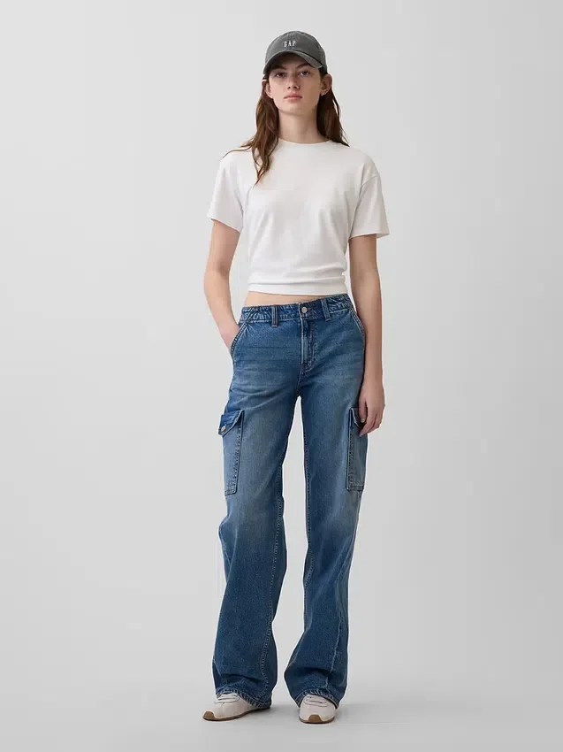 Laaggetailleerde, loszittende cargo-Jeans in jaren '90-stijl