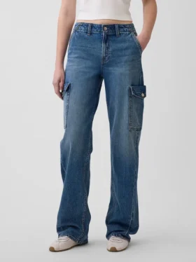 Laaggetailleerde, loszittende cargo-Jeans in jaren ’90-stijl