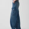 Laaggetailleerde, loszittende cargo-Jeans in jaren '90-stijl