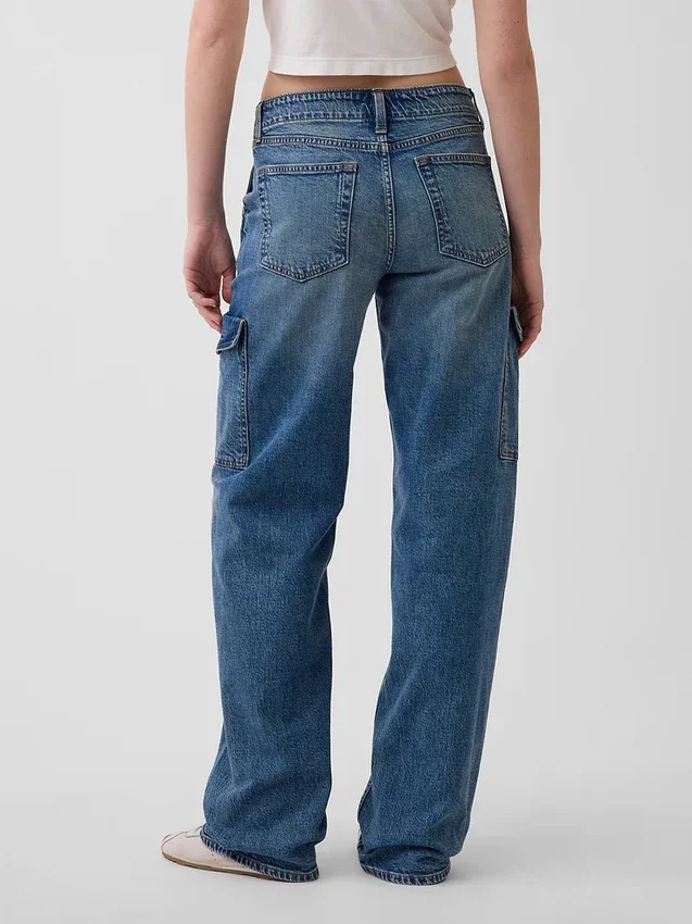 Laaggetailleerde, loszittende cargo-Jeans in jaren '90-stijl