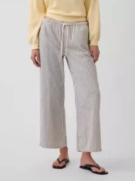 Laaggetailleerde, loszittende, cropped gestreepte Jeans in jaren ’90-stijl