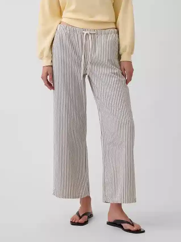 Laaggetailleerde, loszittende, cropped gestreepte Jeans in jaren '90-stijl