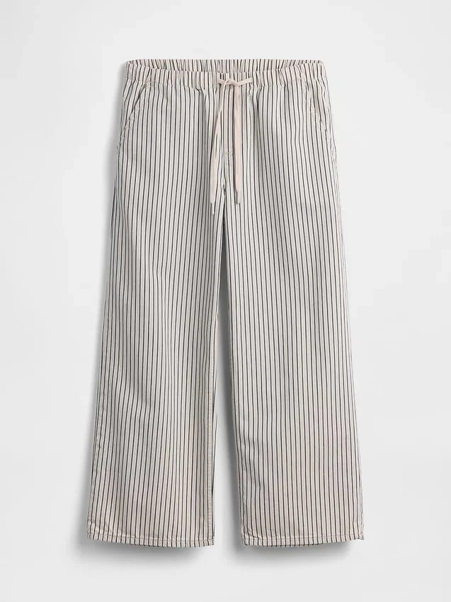 Laaggetailleerde, loszittende, cropped gestreepte Jeans in jaren '90-stijl
