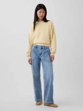 Laaggetailleerde, loszittende Jeans in jaren ’90-stijl