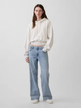 Laaggetailleerde, loszittende Jeans met zijstrepen in jaren '90-stijl