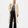 Laaggetailleerde twill-broek met uitlopende pijpen