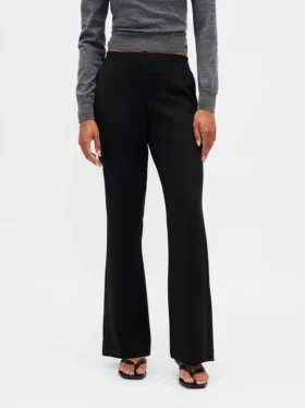 Laaggetailleerde twill-broek met uitlopende pijpen