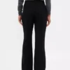 Laaggetailleerde twill-broek met uitlopende pijpen