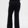 Laaggetailleerde twill-broek met uitlopende pijpen