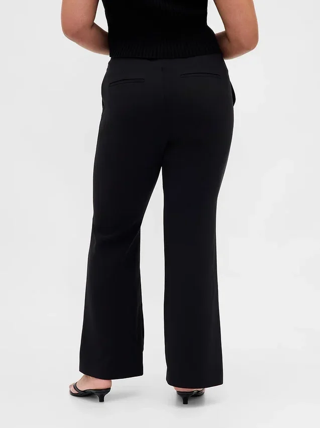 Laaggetailleerde twill-broek met uitlopende pijpen