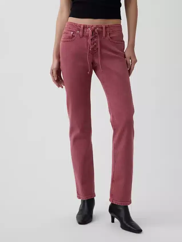 Laaggetailleerde, vetersluiting '90s slim straight Jeans
