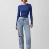 Laaghangende, relaxte cropped Jeans