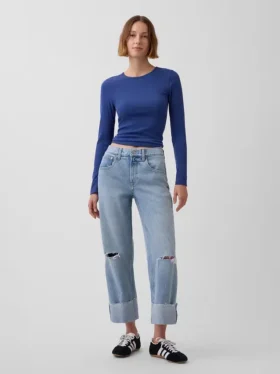 Laaghangende, relaxte cropped Jeans