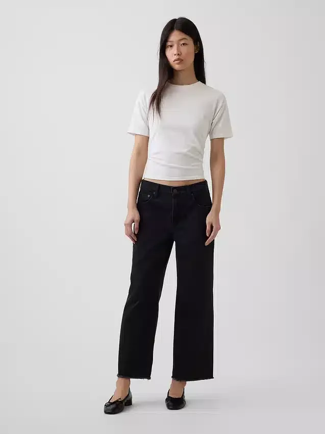 Laaghangende, relaxte cropped Jeans