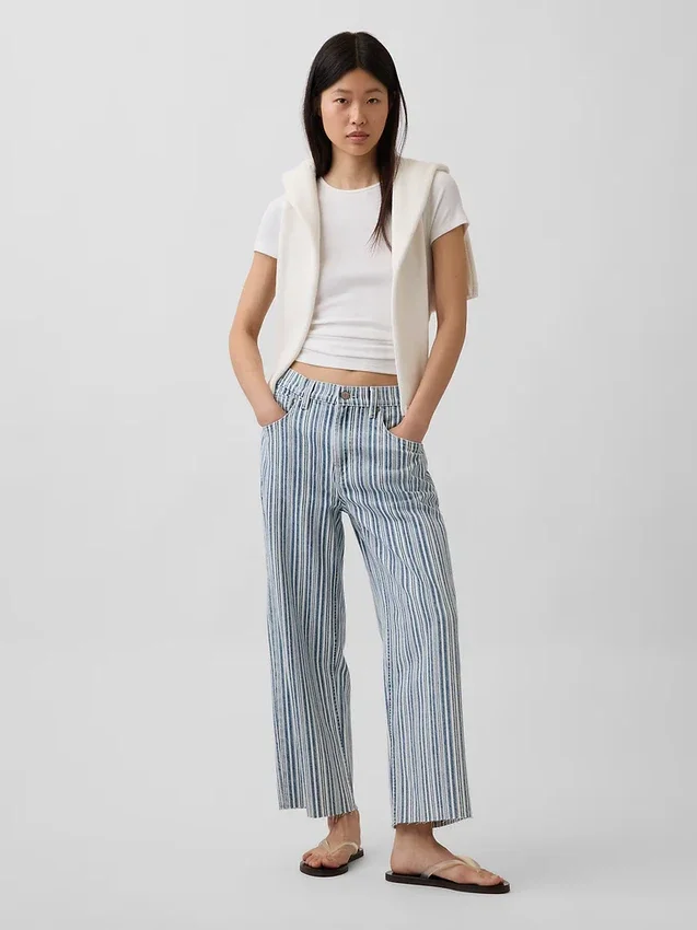 Laaghangende, relaxte cropped Jeans