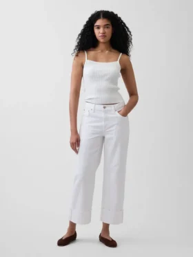 Laaghangende, relaxte cropped Jeans