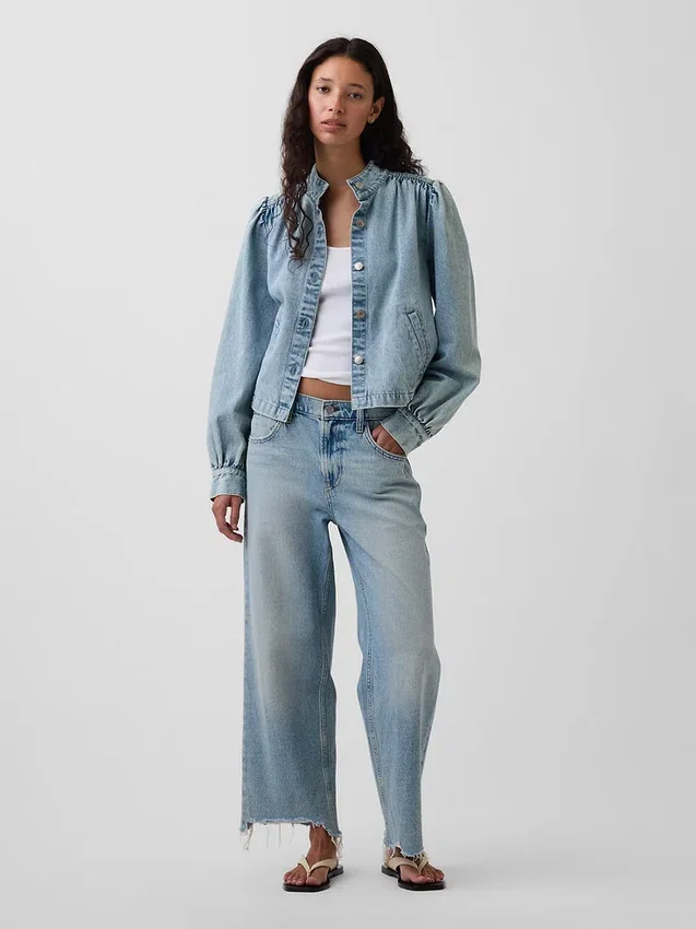Laaghangende, relaxte cropped Jeans