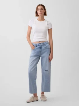 Laaghangende, relaxte cropped Jeans