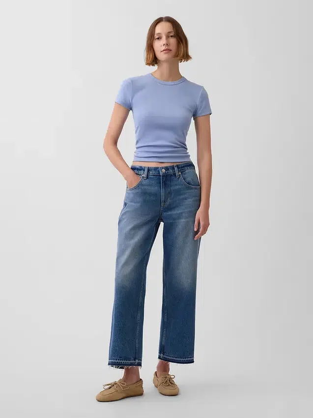 Laaghangende, relaxte cropped Jeans