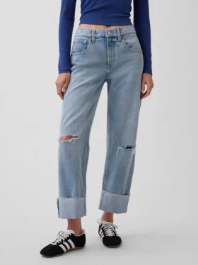 Laaghangende, relaxte cropped Jeans