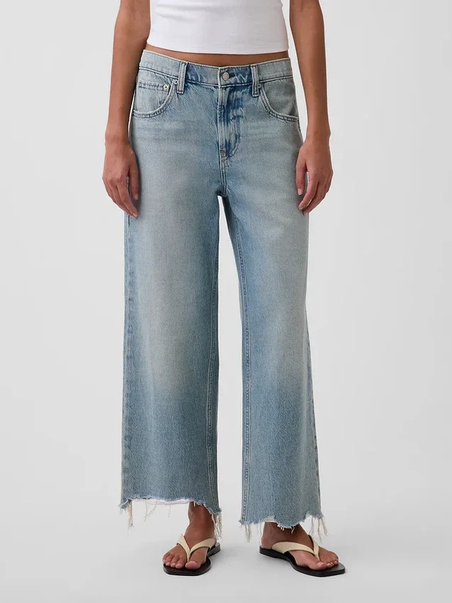 Laaghangende, relaxte cropped Jeans