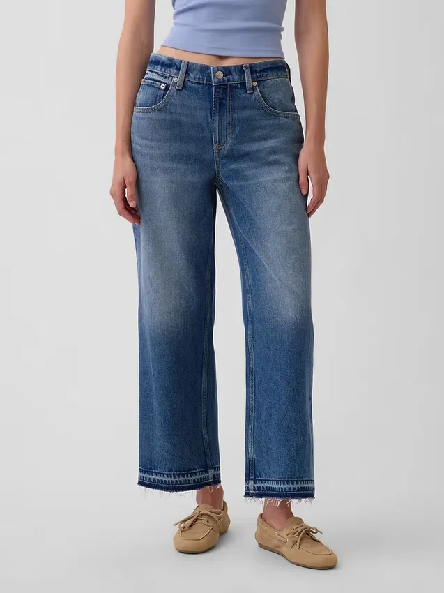Laaghangende, relaxte cropped Jeans