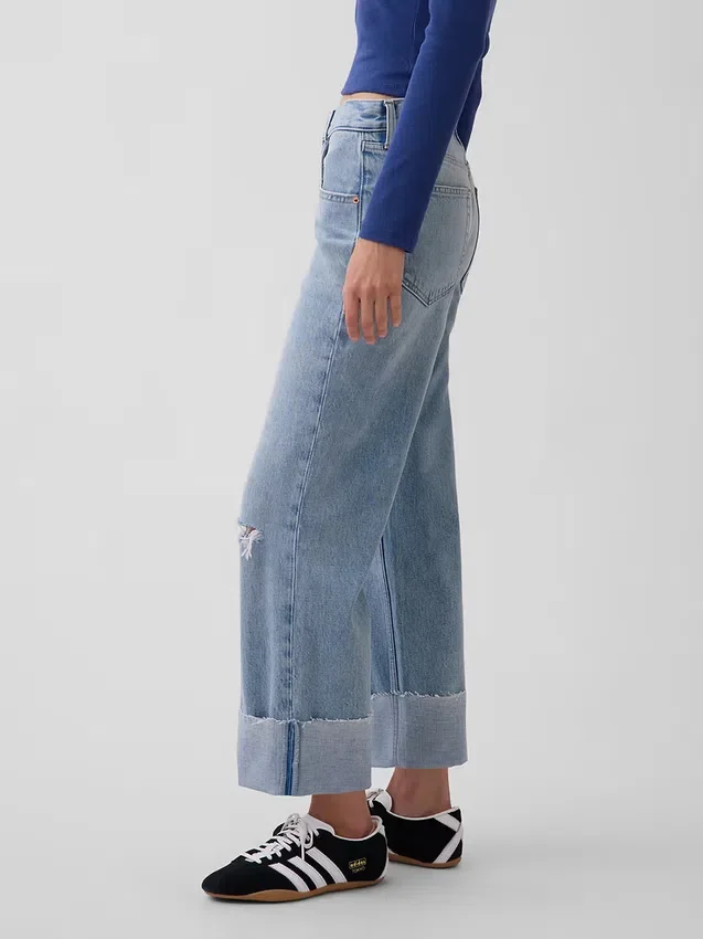 Laaghangende, relaxte cropped Jeans