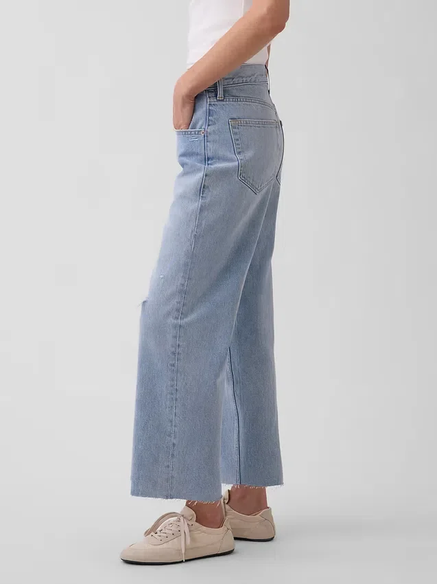 Laaghangende, relaxte cropped Jeans