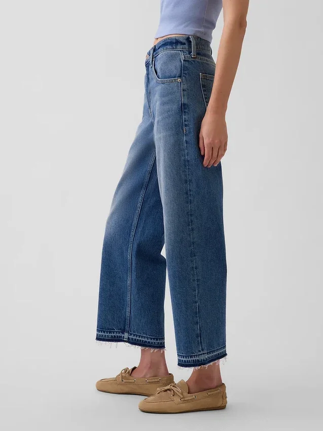 Laaghangende, relaxte cropped Jeans