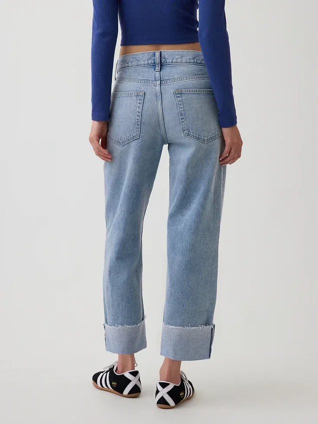 Laaghangende, relaxte cropped Jeans