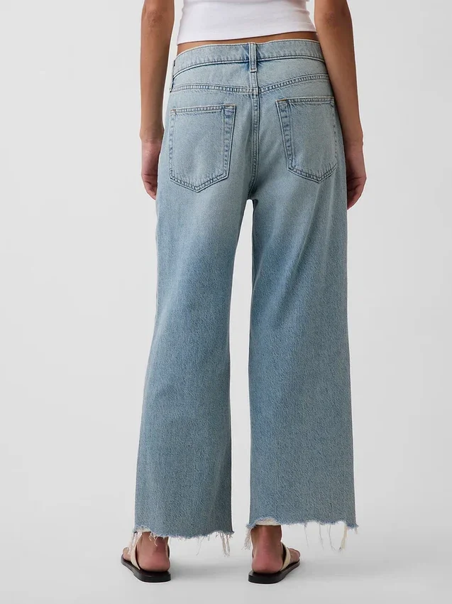 Laaghangende, relaxte cropped Jeans