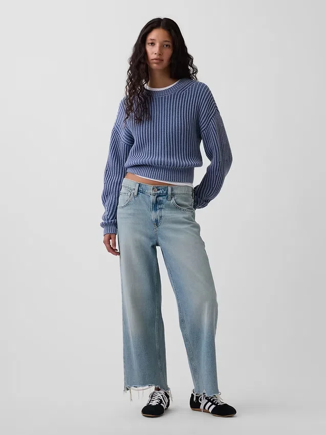 Laaghangende, relaxte cropped Jeans