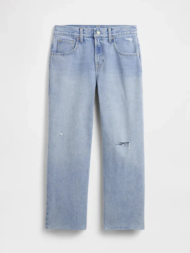 Laaghangende, relaxte cropped Jeans