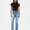 Lage taille, gevlochten zakken, lange en slanke Jeans