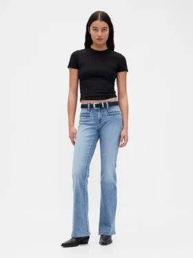 Lage taille, gevlochten zakken, lange en slanke Jeans