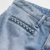 Lage taille, gevlochten zakken, lange en slanke Jeans