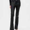 Lage taille, lange en slanke broek van gerecycled veganistisch leer