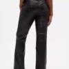 Lage taille, lange en slanke broek van gerecycled veganistisch leer