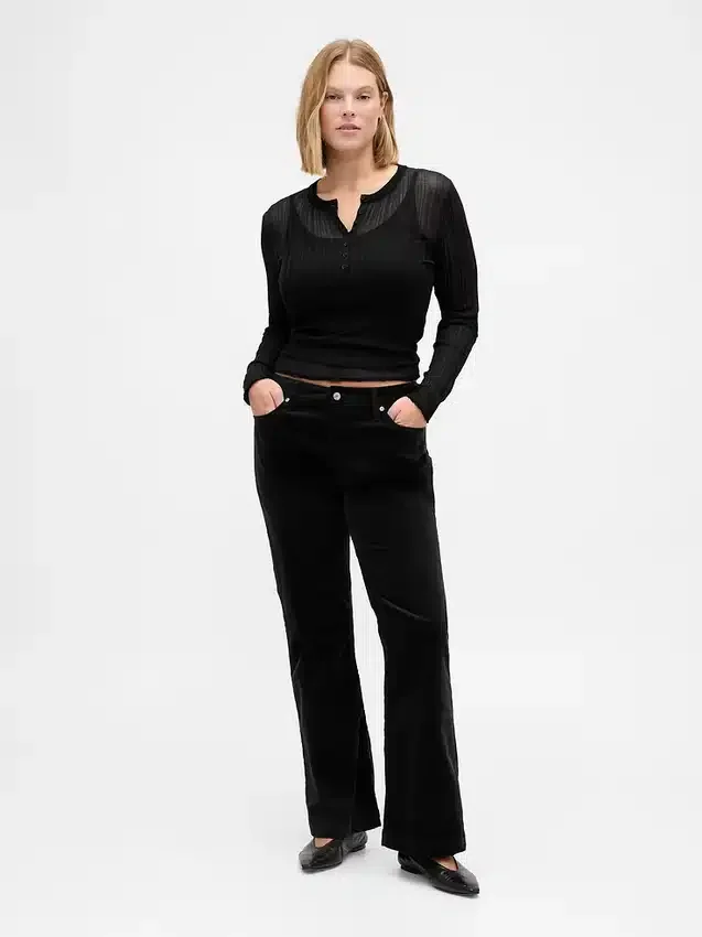 Lage taille, lange en slanke corduroybroek